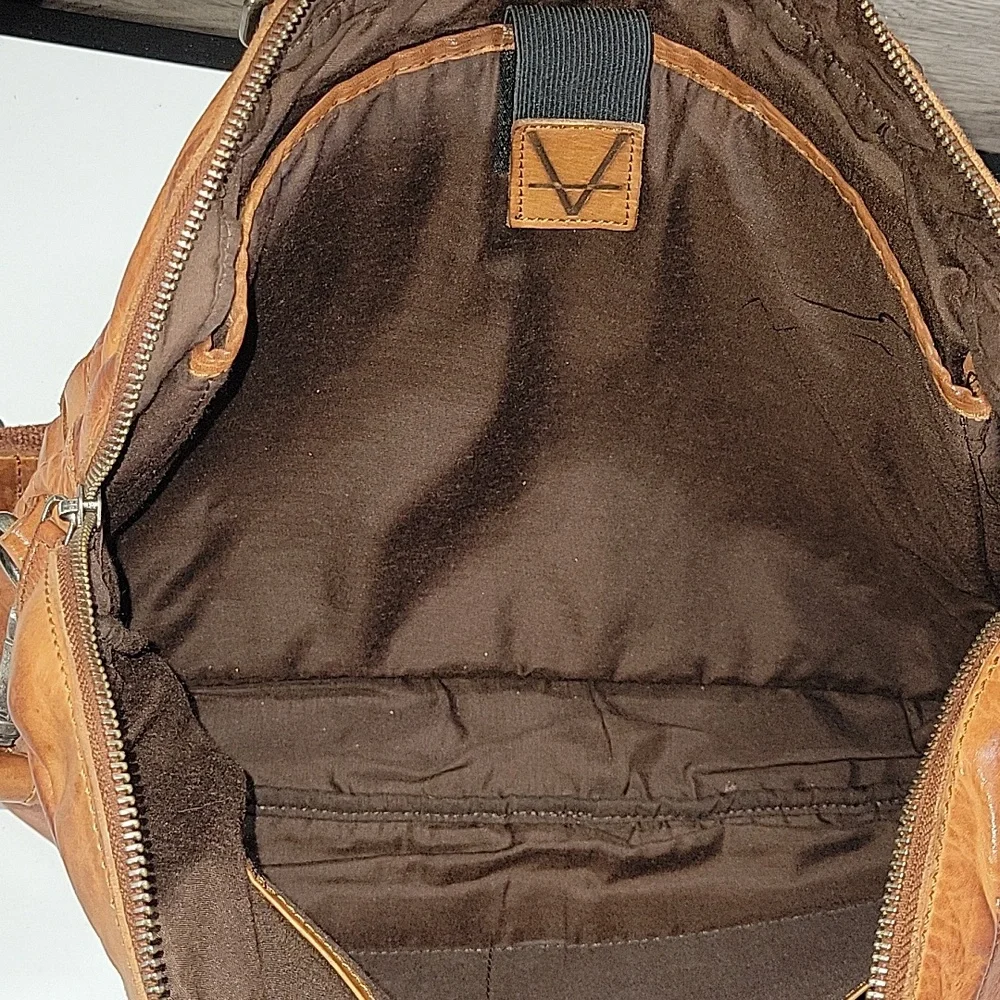 Vilenca Holland Woven Leather Briefcase Bag in Tan